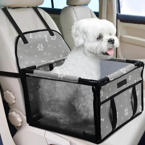 Vista 9 de Asiento de coche para perro, asiento elevador plegable para perro, impermeable, transpirable, bolsa de viaje Oxford para perros pequeños a medianos