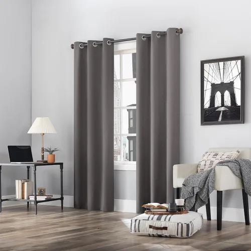 Vista 7 de Sun Zero Cyrus - Par de paneles de cortinas térmicas 100 % opacas con ojales, color gris, 40 x 84 pulgadas