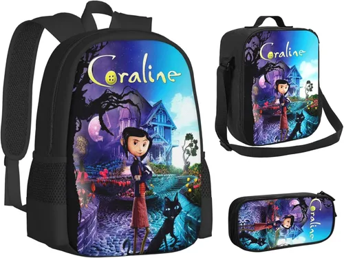 Vista 2 de KAJUE Mochilas para niñas y niños, juego de bolsas escolares con bolsa de almuerzo, estuche para lápices, ligero, lindo, 17 pulgadas, 3