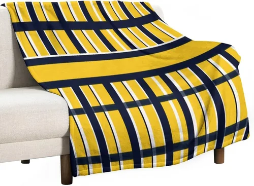 Vista 45 de Manta de rayas náuticas amarillas y azul marino, moderna, ultrasuave, manta de microfibra para sofá, cama para niños y adultos, 30 x 40 pulgadas