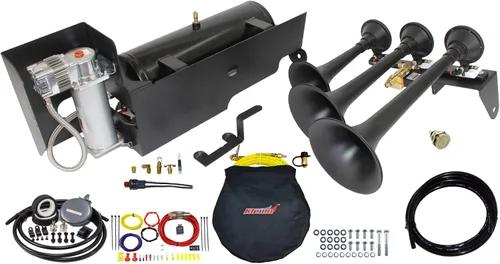 Vista 12 de Kleinn Air Horns SDKIT-230 Bocina de tren atornillada/Sistema de aire a bordo para camiones diésel Ford F-250/F-350 Super Duty