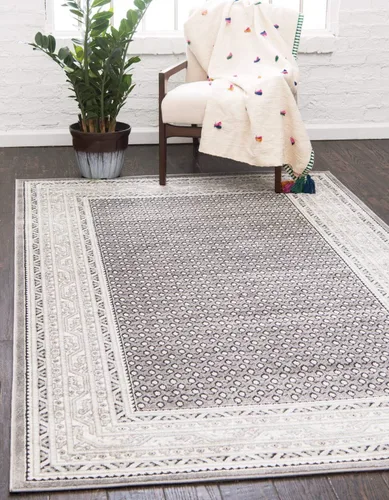 Vista 24 de Unique Loom Williamsburg Collection - Alfombra tradicional con borde central de puntos, alfombra de pasillo de 2 pies 9 pulgadas x 9 pies 10 Beige