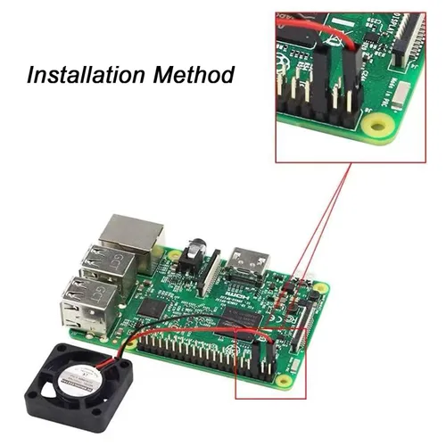 Vista 4 de Ventilador silencioso de CC de 1.181 in, ventilador de 3.3 V 5 V para Raspberry Pi 5, 4, 3, B+, 3007 4