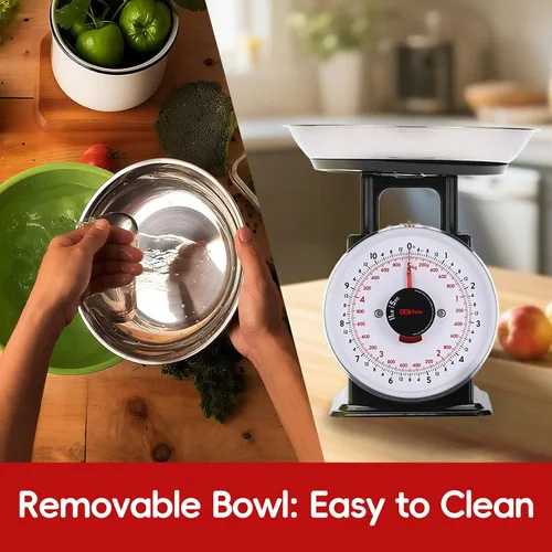 Vista 5 de Tada Escala mecánica de alimentos de cocina analógica de 11 lb con esfera de pesaje con cuenco