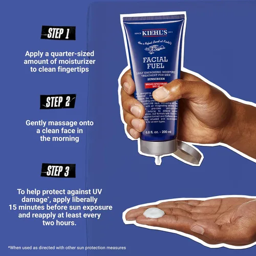 Vista 6 de Kiehl's Hidratante Facial Fuel para Hombres con SPF 20, Hidratante Facial Energizante para Piel Opaca, Sensación No Grasa, Loción Hidratante