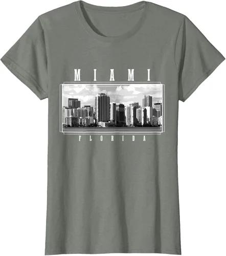 Vista 7 de Miami Skyline Florida Pride Vintage Miami Camiseta, Negro