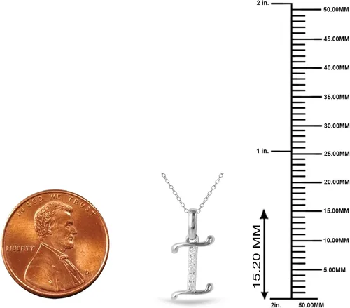 Vista 7 de DZON Sterling Silver 120Ct TDW Diamond Studded Initial Charms Alphabet Name Letters A-Z Pendant Necklace for Women(I-J,I2)