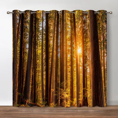 Vista 17 de Jekeno Cortinas opacas para oscurecer la habitación, con ojales, para ventana, atardecer, océano hawaiano, playa, tropical, palmera, decoración