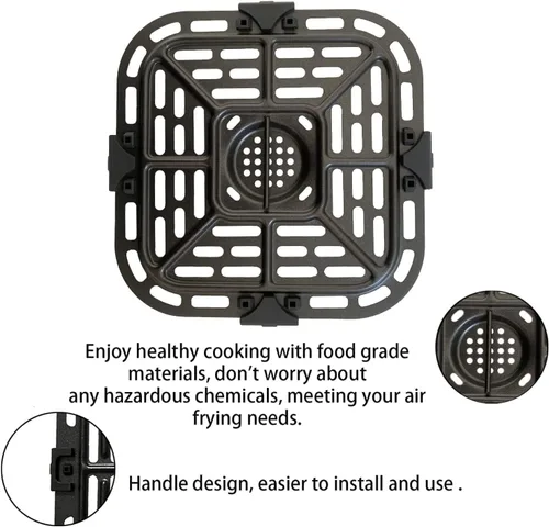 Vista 5 de Bandeja de freidora de aire de 2 cuartos para freidora de aire instantáneas Vortex, revestimiento antiadherente de doble capa mejorada, freidora