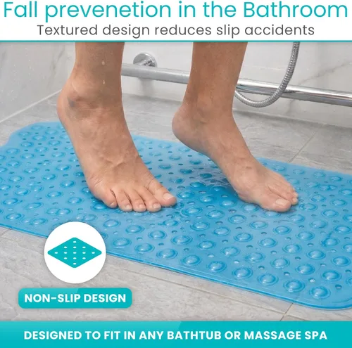 Vista 4 de Vive Tapete de bañera para suelos de baño y ducha, almohadilla antideslizante de goma con succión para bañera, baño, ancianos, niños, respetuosa