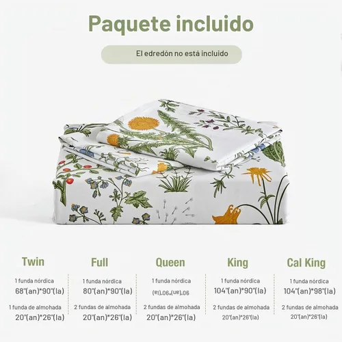 Vista 7 de Lekesky - Juego de funda de edredón de algodón tamaño queen, 100% algodón reversible con estampado floral verde, juego de funda de edredón con 01