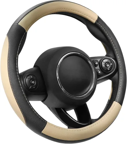 Vista 20 de SEG Direct Funda para volante de automóvil, tamaño mediano estándar de 14 1/2-15 pulgadas, embalaje no plegable, resistente, antideslizante, cuero
