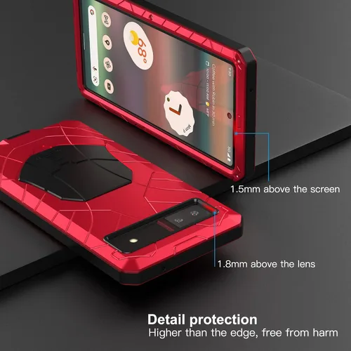 Vista 3 de Feitenn Funda de metal para Pixel 6A 5G, funda protectora resistente para Pixel 6A, funda protectora de silicona dura de silicona resistente a