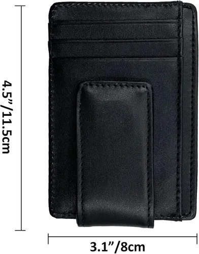 Vista 7 de Hopsooken, broche para dinero, cartera con bolsillo frontal, cartera minimalista, para hombre