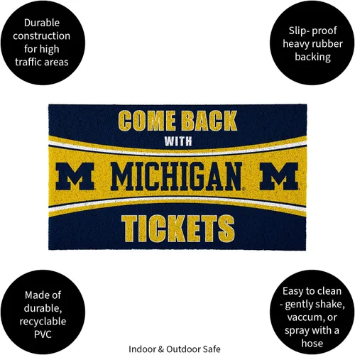 Vista 4 de Team Sports America Universidad de Michigan Entrada interior y exterior 28 x 16 pulgadas Parte trasera antideslizante Tapetes de bienvenida