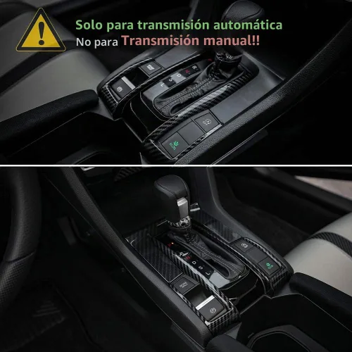 Vista 6 de Thenice Moldes de maletero de cambio de marchas CVT para Honda Civic 2016 Fibra de carbono