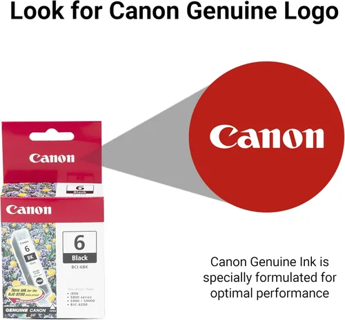 Vista 4 de Canon BCI-6 Depósito de tinta negra auténtica, compatible con iP5000, iP4000R, iP4000, i9900, i9100, i960, i950, i900D, i860, S9000, S900, MP780
