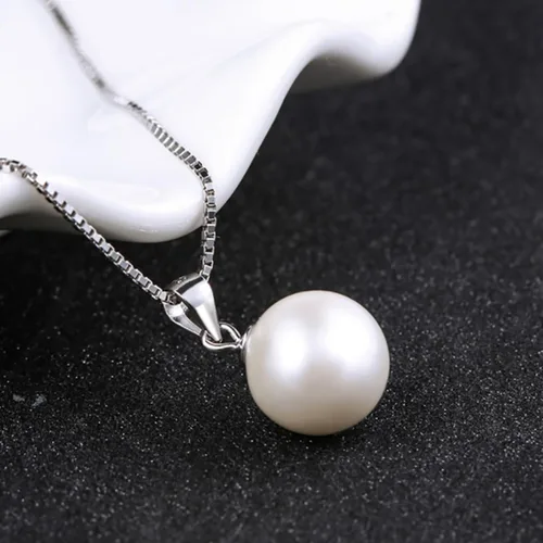 Vista 3 de Single Pearl Necklace for Women silver Black Pearl Necklace Pendant Dainty Pearl Drop Necklaces Jewelry Simple Pearl Pendant Necklace Birthday