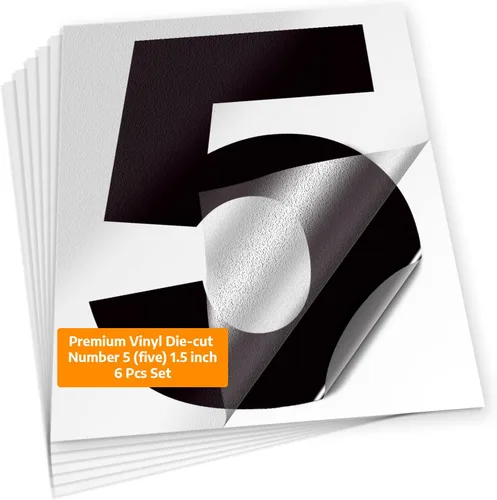 Vista 23 de iSYFIX Calcomanías de vinilo negro con el número 7 (siete), paquete de 6 calcomanías autoadhesivas de 7 pulgadas, calcomanías troqueladas y Negro