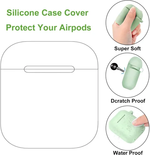 Vista 2 de Funda de silicona para Airpods 2 y 1, bonita funda suave con llavero antipérdida (funda de baloncesto)