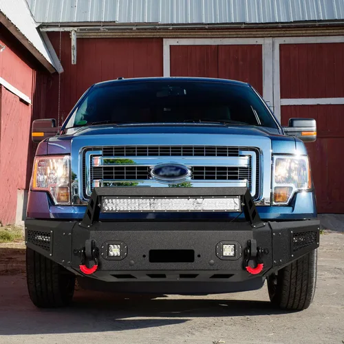 Vista 4 de Textura de parachoques delantero y trasero negro compatible con F150 2009 2010 2011 2012 2013 2014 (excluyendo Raptor y Ecoboost) con placa