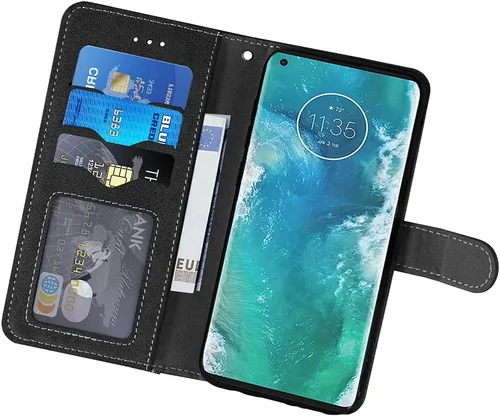Vista 3 de Asuwish Funda compatible con Moto Edge Plus 2020 y protector de pantalla de vidrio templado, soporte para tarjetas de crédito, accesorios celulares