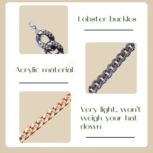 Vista 3 de 8 cadenas de sombrero de camionero chapadas en oro con diamantes de imitación, accesorio de sombrero de hip hop para hombres y mujeres, cadenas