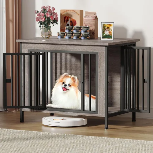 Vista 7 de EasyCom Mueble de jaula para perros para 1 o 2 perros, jaulas resistentes para perros individuales/dobles para perros pequeños, medianos y grandes
