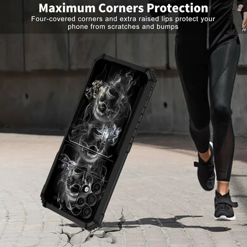 Vista 4 de Funda para Samsung Galaxy A53 5G con ranura desmontable para tarjetero, función atril, doble capa, resistente, a prueba de golpes, funda oculta