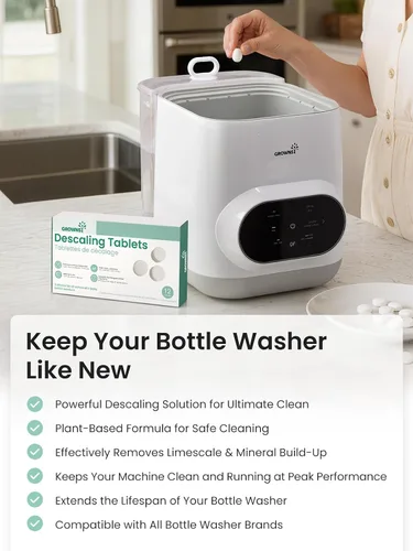 Vista 5 de GROWNSY Tabletas descalcificadoras para lavadoras de botellas, 12 tabletas descalcificadoras para eliminar la acumulación de cal y mineral