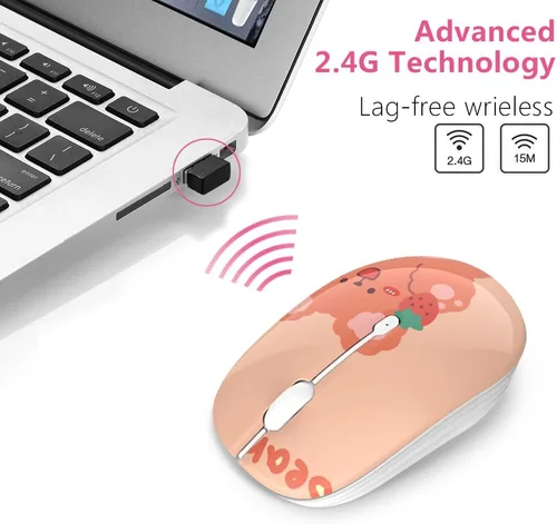 Vista 4 de JUHOO Ratón inalámbrico con nano receptor para PC, laptop, notebook, computadora, MacBook, menos ruido, ratones ópticos portátiles y móviles