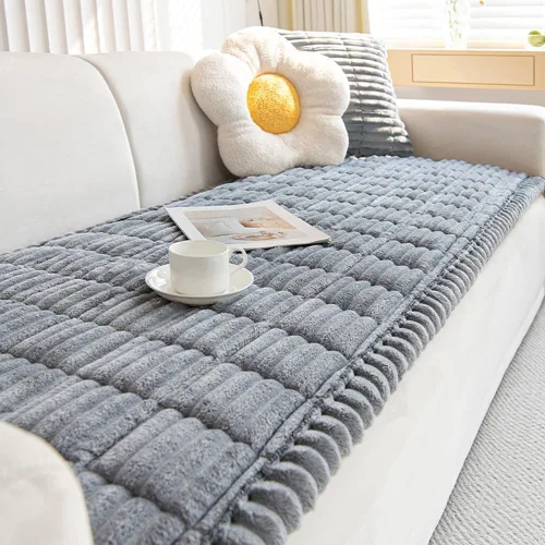 Vista 30 de vctops - Funda de sofá a rayas súper suave de corduroy, funda seccional para sofá, funda lavable antideslizante para sofá, protector de muebles