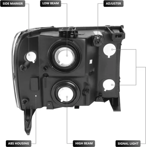 Vista 3 de DNA MOTORING Juego de ensamble de faros compatible con GMC Sierra 1500 de 2007-2013/Sierra 2500 HD y 3500 HD de 2014, Negro/Transparente, Negro Claro