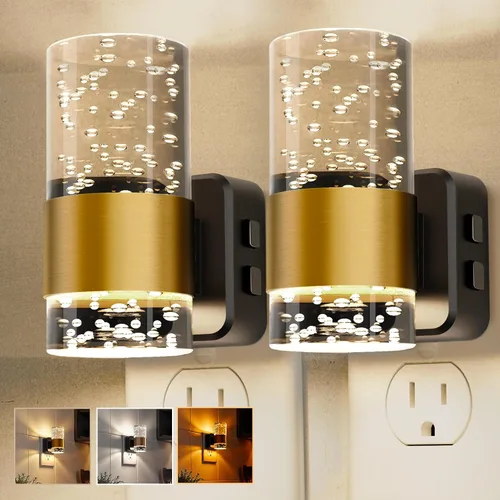 Vista 34 de L LOHAS LED Las luces nocturnas se enchufan a la pared, luz nocturna con Anillo de oro-3CCT