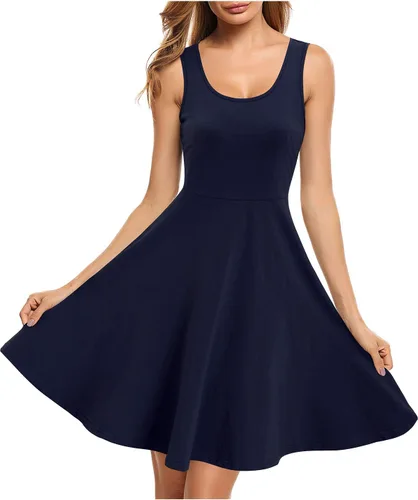 Vista 2 de Styleword, vestido casual, de verano, sin mangas, para mujer, con algodón
