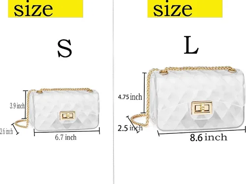 Vista 4 de Bolsa de gelatina semitransparente para mujer, señora de moda, encantadora, transparente, aprobada para estadios