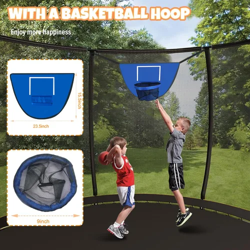 Vista 4 de Kiivakii Outdoor Trampoline Naranja + aro de baloncesto