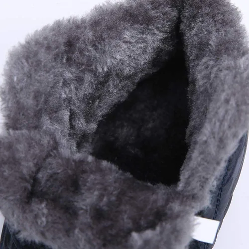 Vista 7 de TSIODFO Moda Hombres Botas Invierno Impermeable Al Aire Libre Senderismo Zapatos Cuero Negro