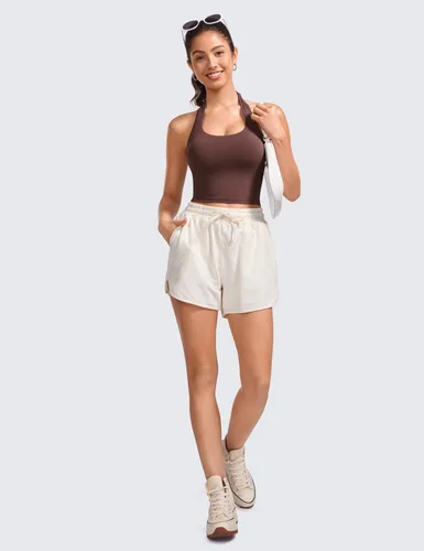 Vista 3 de CRZ YOGA Butterluxe - Brasier deportivo con cuello halter para mujer, con relleno, para entrenamiento, yoga, con brasier integrado