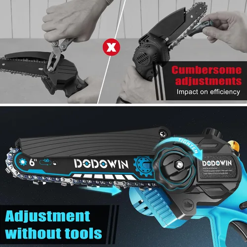 Vista 5 de dodowin Mini motosierra de 6 pulgadas, regalos del día del padre para hombres, esposo, papá, motosierra eléctrica inalámbrica recargable, motosierra
