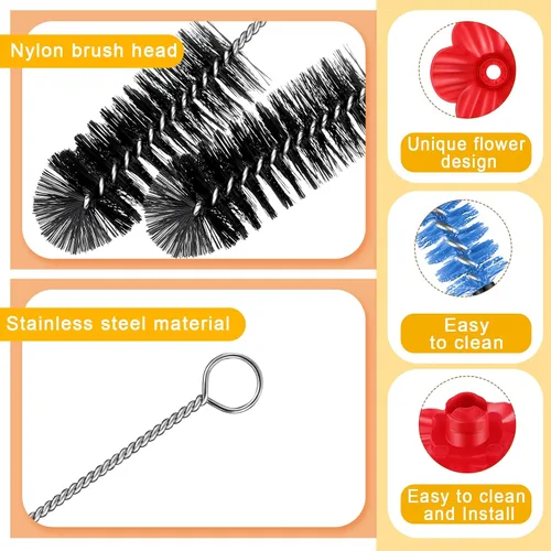 Vista 3 de 38 piezas de 3 tamaños de cepillo de limpieza para comederos de colibríes, mini cepillo de tubo de nailon con 16 piezas de repuesto para pájaros