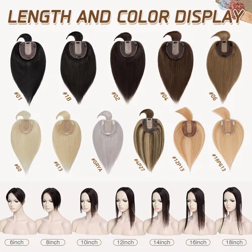 Vista 82 de Rich Choices Pelucas con topper de cabello para mujeres, cabello humano real 100% Remy, sin flequillo, para mujeres con adelgazamiento en la parte