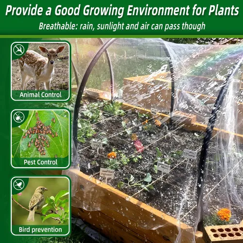 Vista 3 de Red de jardín – Barrera ultra fina de 10 x 10 pies para verduras, plantas, frutas, flores y cultivos, cubierta de hilera de invernadero, cama