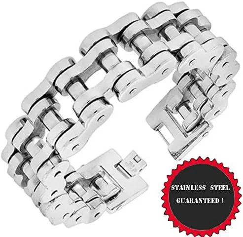 Vista 2 de Pulsera de cadena de eslabones de acero inoxidable para hombre, 0.906 in de ancho