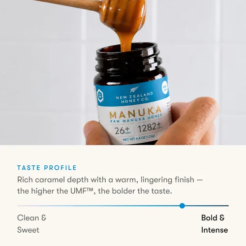 Vista 9 de New Zealand Honey Co. Miel de manuka cruda UMF 26+ MGO 1282+, certificado UMF /4.4oz