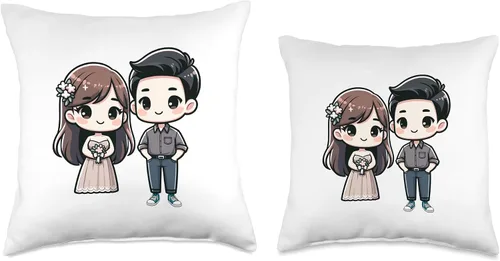 Vista 3 de Happily Ever After Designs Linda almohada de dibujos animados para parejas casadas, 16 x 16 pulgadas, multicolor