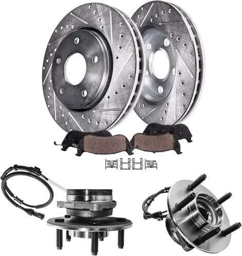 Vista 36 de Detroit Axle - Kit de freno delantero para Hyundai Nexo 2019-2024, rotores de freno perforados y ranurados, pastillas de freno de cerámica