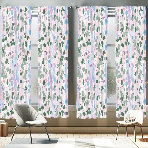 Vista 20 de Ambesonne - Paquete de cortinas de ventana de invierno de 2 unidades, cristales ornamentales de hielo con tiempo frío de enero abstracto, juego