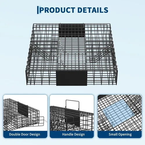 Vista 3 de 24" Squirrel Traps 4 Packs Square Small Live Animal Trap Cage Easy Hunting & Release with Carrying Handle Sensitive Trigger for Chipmunks Field