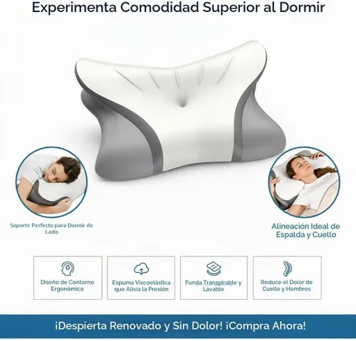 Vista 8 de Almohada cervical para el cuello para aliviar el dolor: almohada ergonómica de espuma viscoelástica para dormir, almohada ortopédica de apoyo